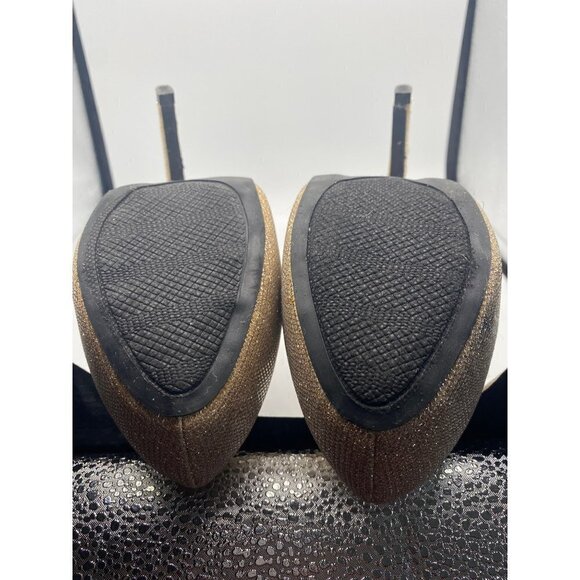 De Blossom Collection Gold Crystal Platform Heel Pumps, size 7 - Picture 6 of 12